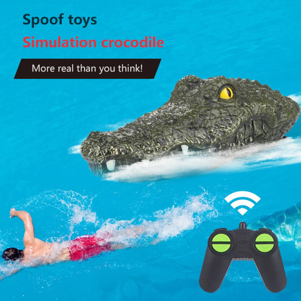 RC Crocodile Head Boat Ship Toy Simulation  2.4G Remote Control Joke Alligator Decoy Electric Toys Summer Water  Spoof Toys gift