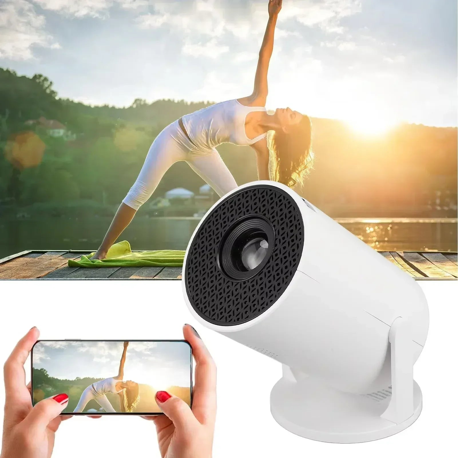 Pocket-Sized 1080P Smart Projector | 270° Adjustable Lens | Wireless Screen Mirroring | Indoor/Outdoor