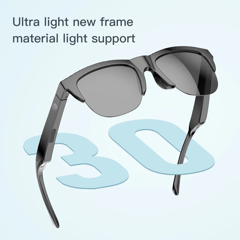 Touch Based Intelligent Bluetooth Glasses with Bone Conduction For Outdoor Sports Calls Sunglasses Business Wireless Headphones