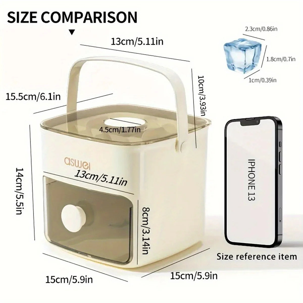 Extra-Large 48-Ice Cube Maker with Easy Glide Double Layer Food-Grade Tray for Refrigerator Perfect for Whiskey & Cocktails