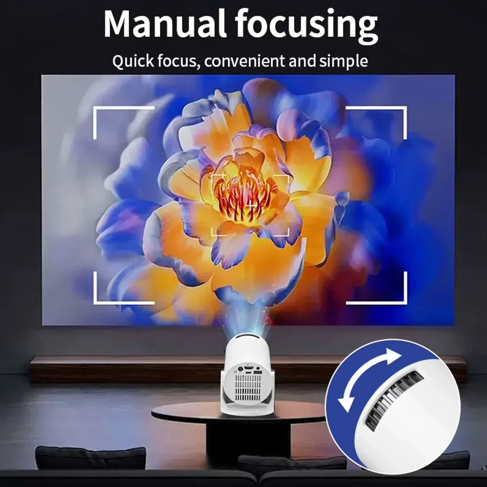 Pocket-Sized 1080P Smart Projector | 270° Adjustable Lens | Wireless Screen Mirroring | Indoor/Outdoor