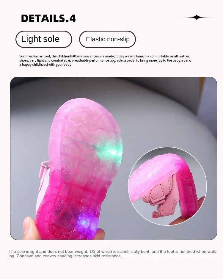 2025 Summer New Baby Girls Led Light Sandals Cute Hello Kitty Children's Casual Shoes Anti-slip Kids Beach Shoes Outdoor Shoes