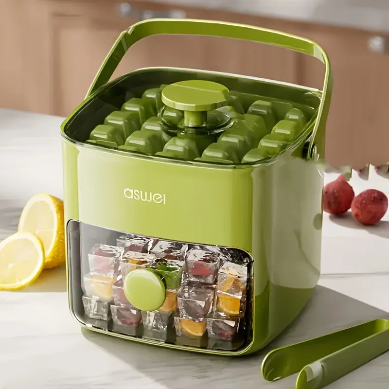 Extra-Large 48-Ice Cube Maker with Easy Glide Double Layer Food-Grade Tray for Refrigerator Perfect for Whiskey & Cocktails
