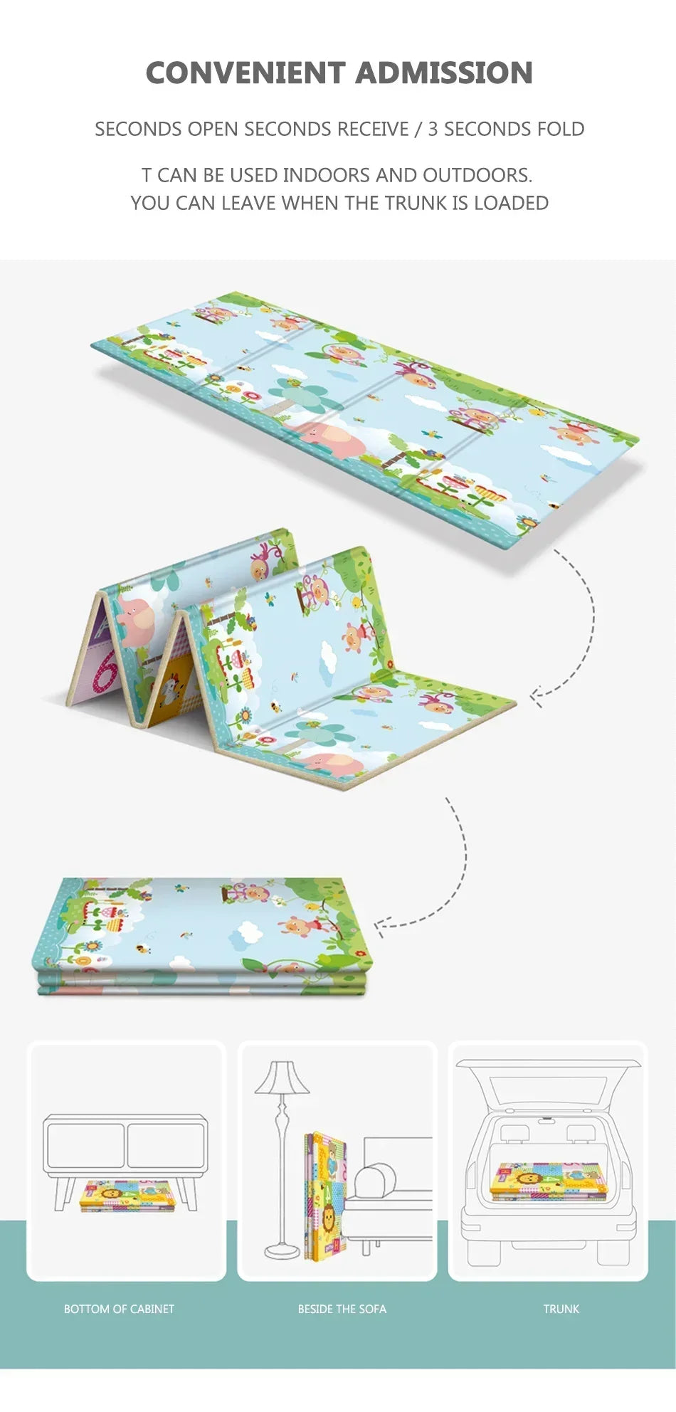 Baby Floor Play Mat Thickened and Ultra-soft Playpen Mat Baby Foldable Crawling Mat Children's Educational Activity Carpet