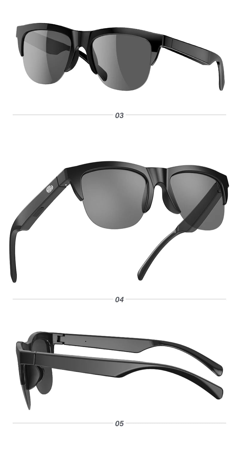 Touch Based Intelligent Bluetooth Glasses with Bone Conduction For Outdoor Sports Calls Sunglasses Business Wireless Headphones