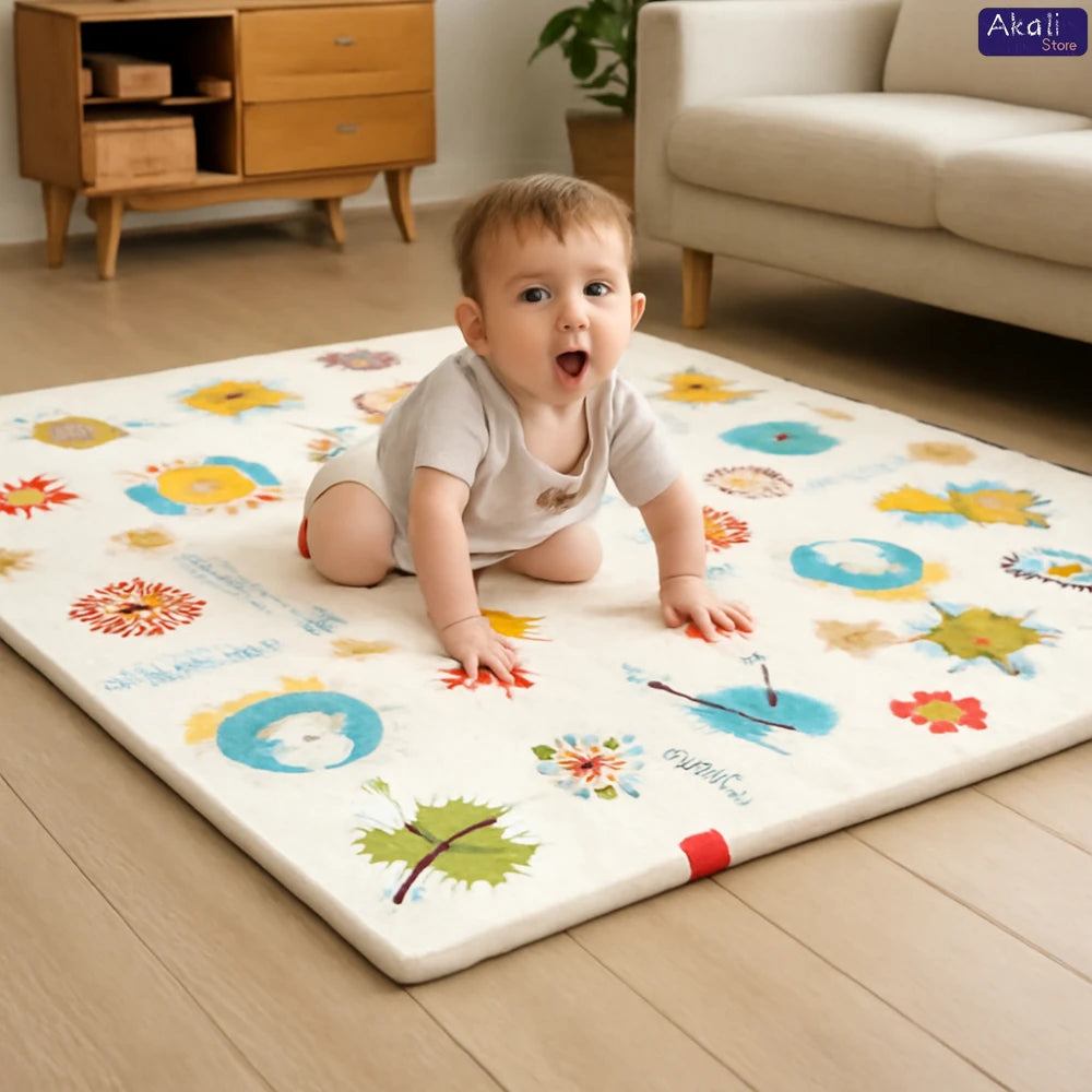 Baby Floor Play Mat Thickened and Ultra-soft Playpen Mat Baby Foldable Crawling Mat Children's Educational Activity Carpet