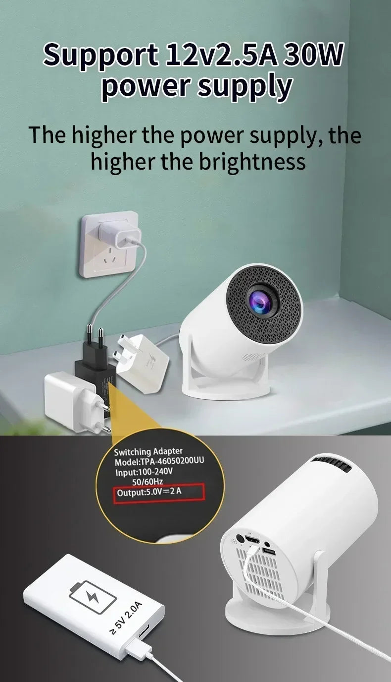 Pocket-Sized 1080P Smart Projector | 270° Adjustable Lens | Wireless Screen Mirroring | Indoor/Outdoor